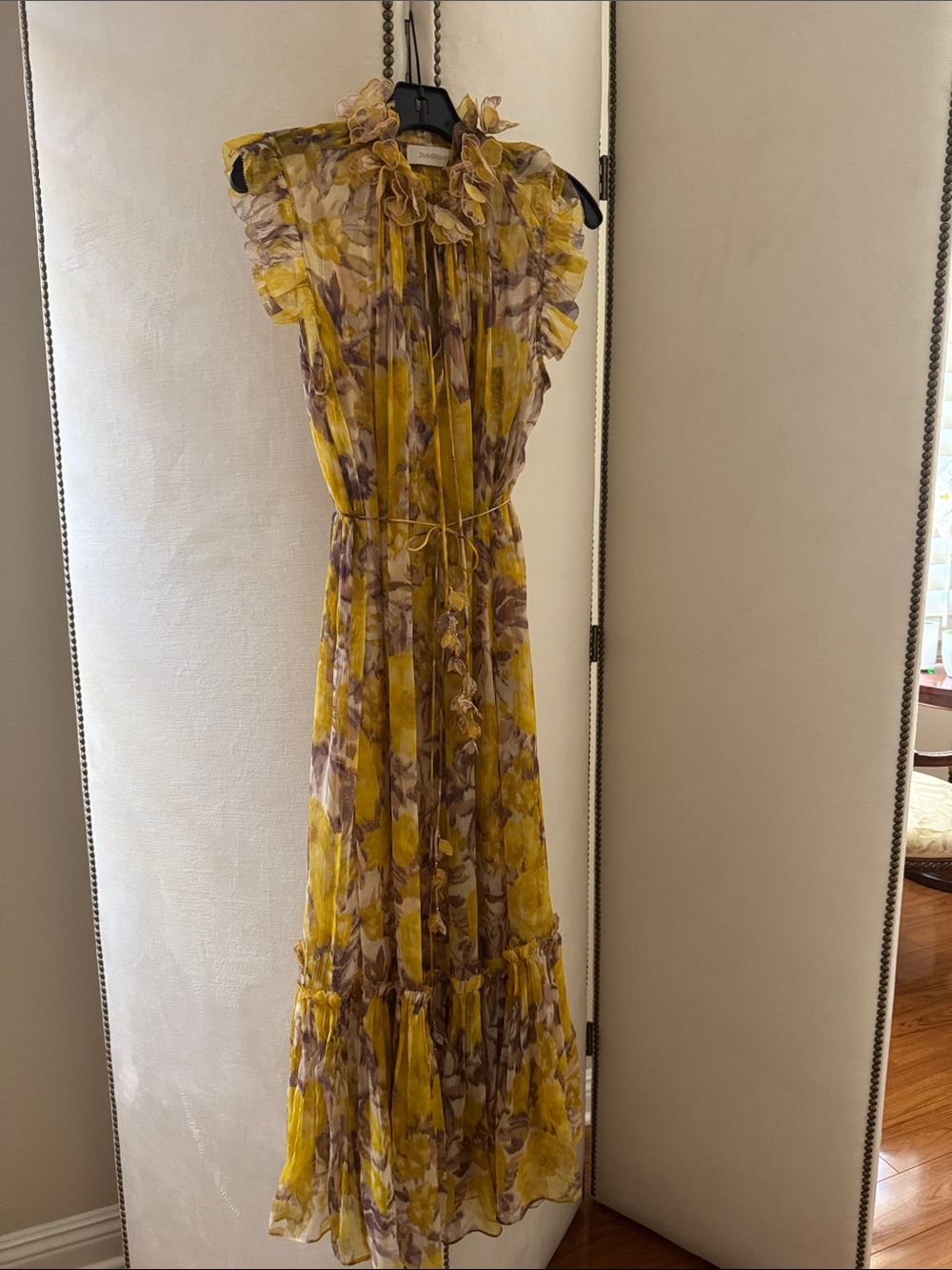 Zimmermann Yellow Floral Ruffle Maxi Dress - Picture 1 of 8